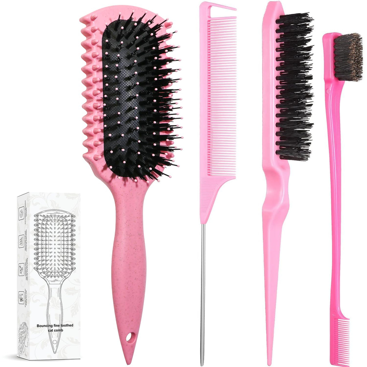 LSKHJT Curl Defining Brush Set with all components laid out