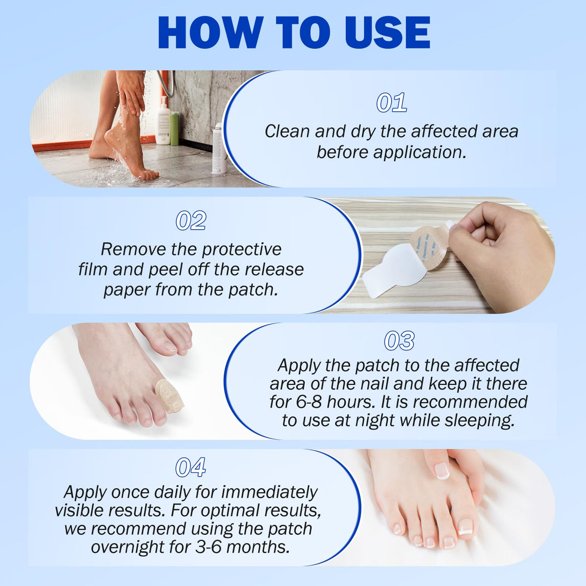 LTQXGT Toenail Care Patches applied on nails for daily care