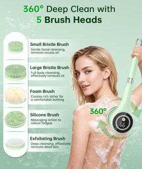 LUBEJR Electric Body Brush with 5 interchangeable brush heads