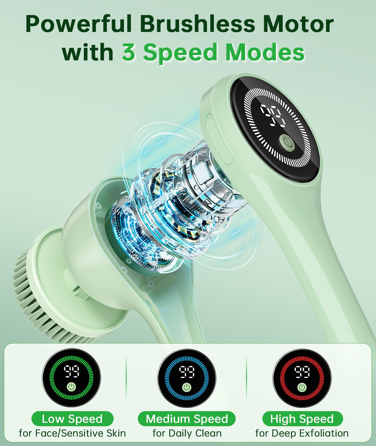 LUBEJR Electric Body Brush with ergonomic handle