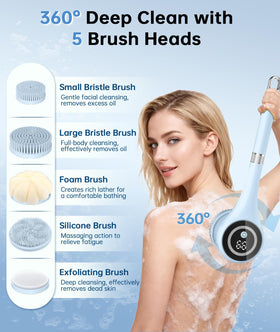 LUBEJR Electric Body Brush with extended handle for easy reach
