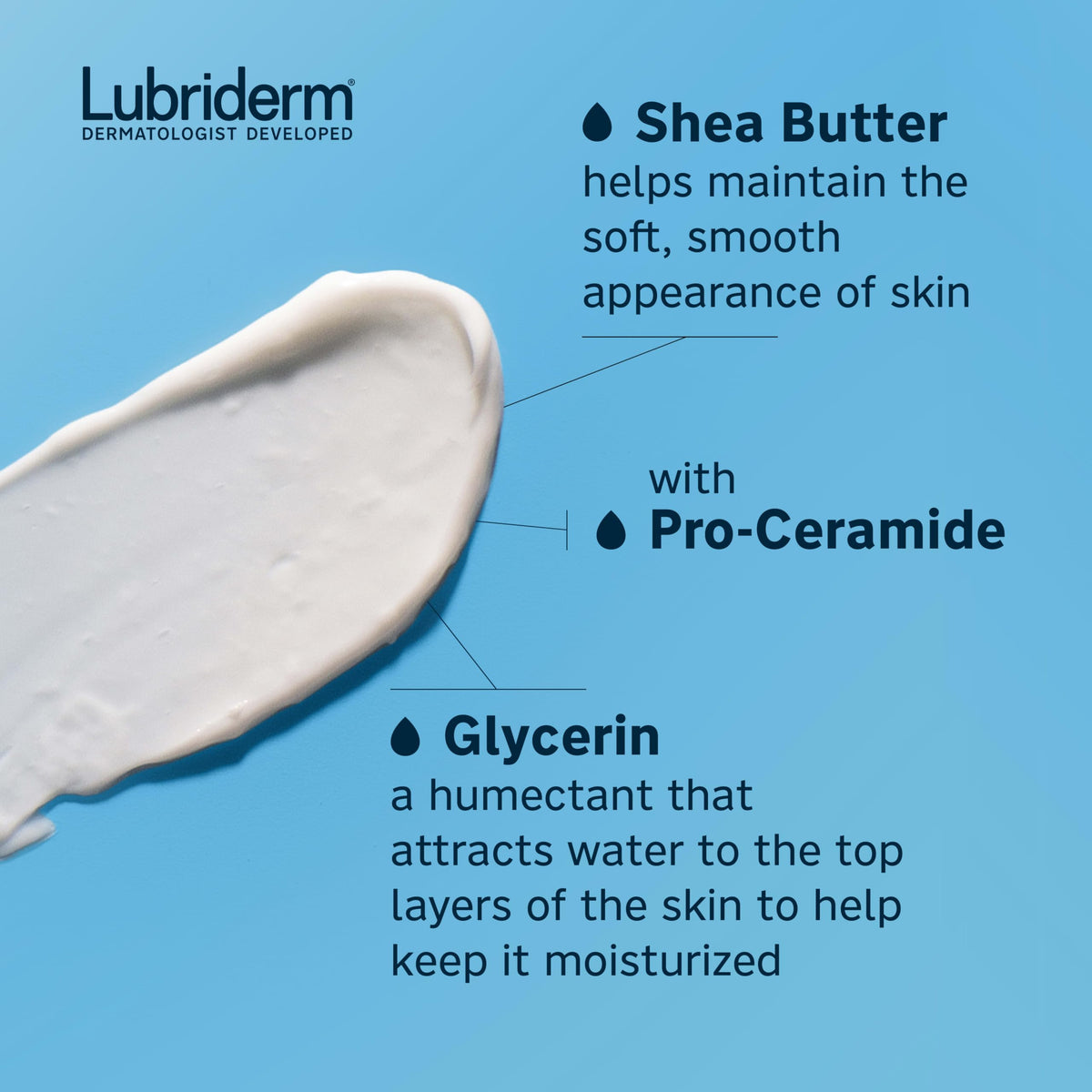 Lubriderm Daily Moisture Body Lotion 24 fl oz on bathroom shelf