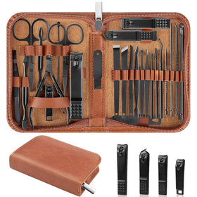 LUCK AROUND 26Pcs Manicure Set in brown case front view