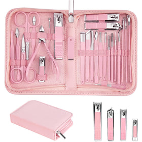 LUCK AROUND 26Pcs manicure set in pink case front view