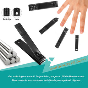 LUCK AROUND 26Pcs Manicure Set leather case open with tools displayed