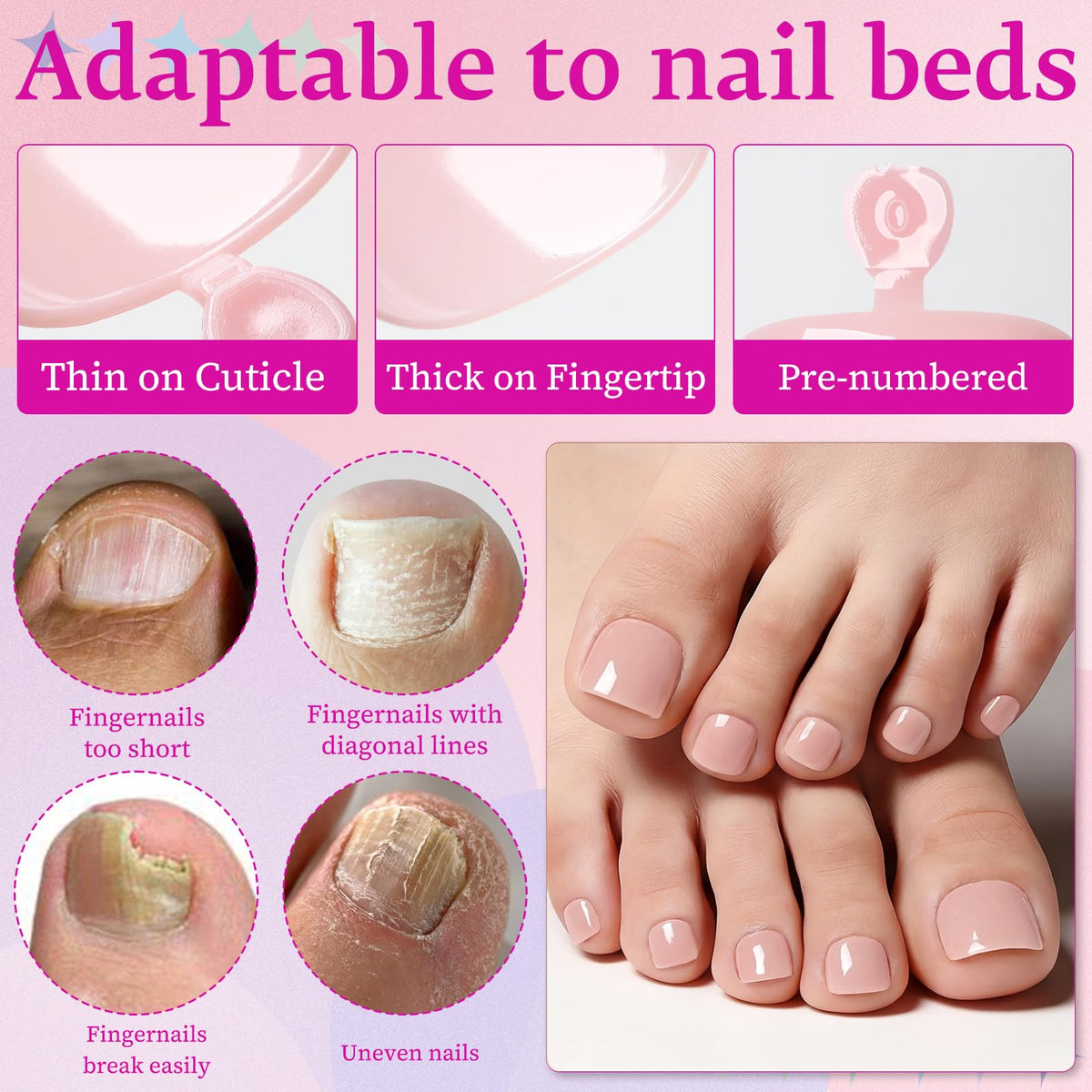 LuckForever Press On Toenails displayed on a foot