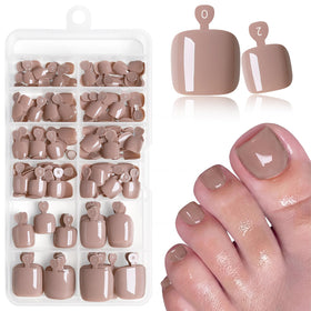 LuckForever Press On Toenails Kit with light coffee colour tips