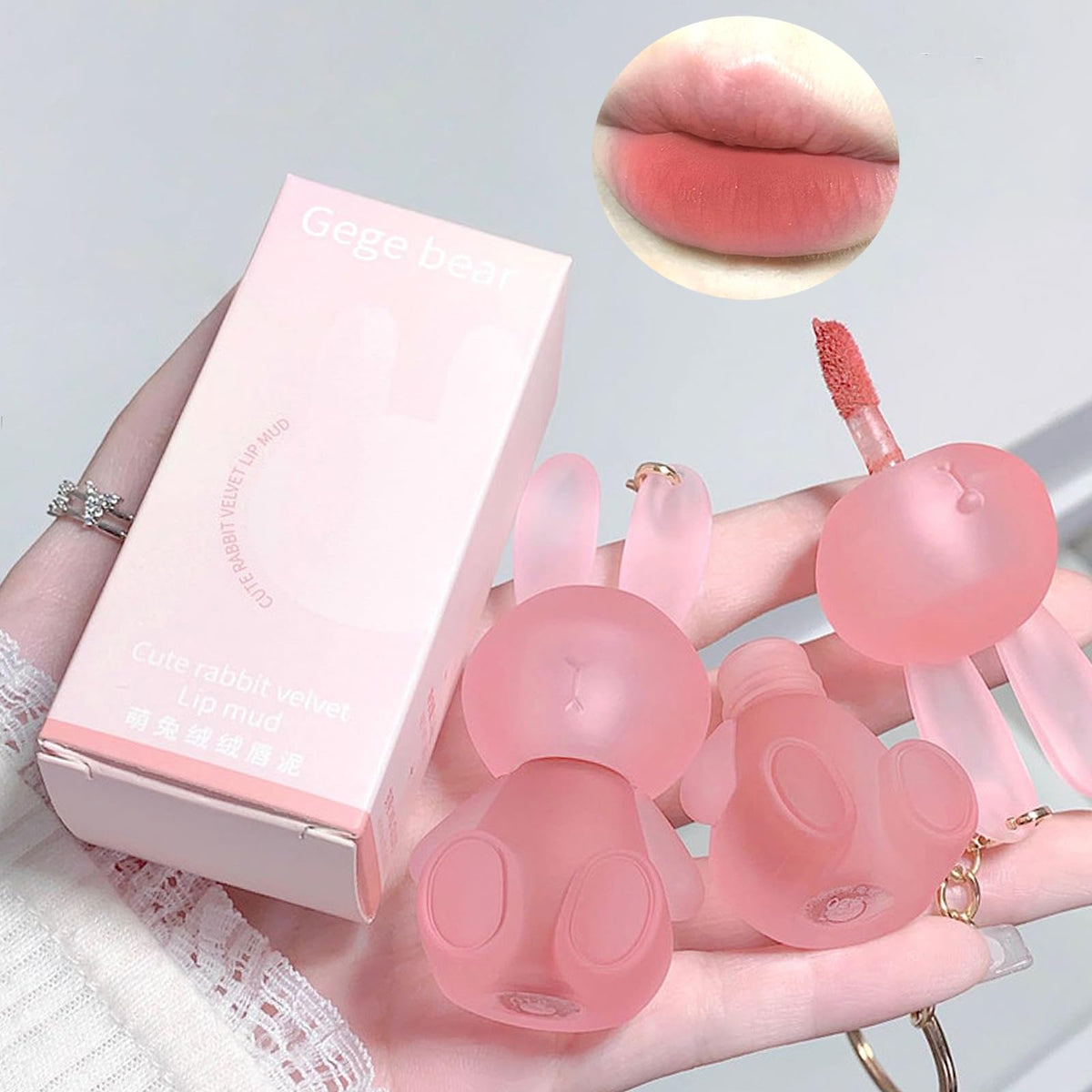 LuckNest Rabbit Lipstick in use on model