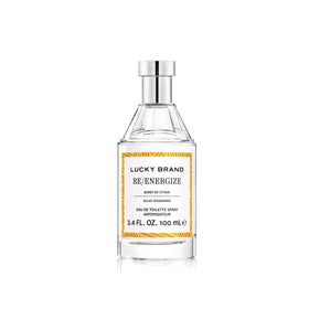 Lucky Brand Re/Energize unisex fragrance bottle side view