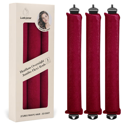 Luckybear heatless hair curler flexi rods red front view