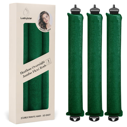 Luckybear heatless hair curler rods green set of three
