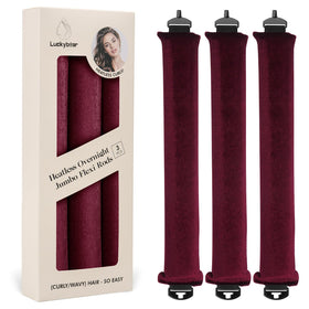 Luckybear Overnight Heatless Hair Curler Jumbo Satin Flexi Rods in Wine