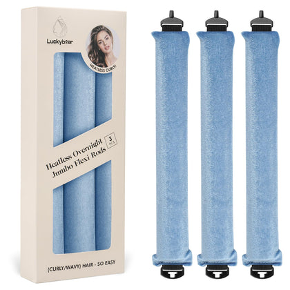 Luckybear Overnight Heatless Hair Curler Rods blue front view