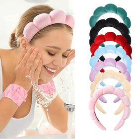 Luckybear Spa Headband on a bathroom counter