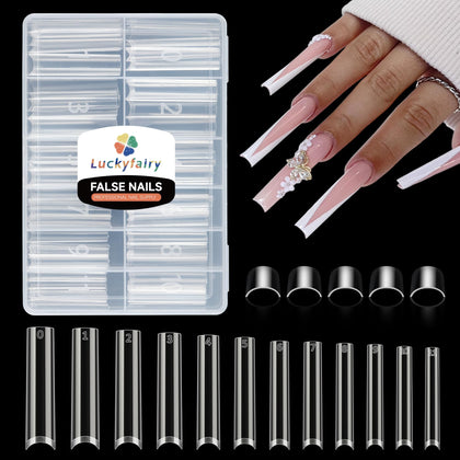 Luckyfairy 3XL No C Curve Square Acrylic Nail Tips front view
