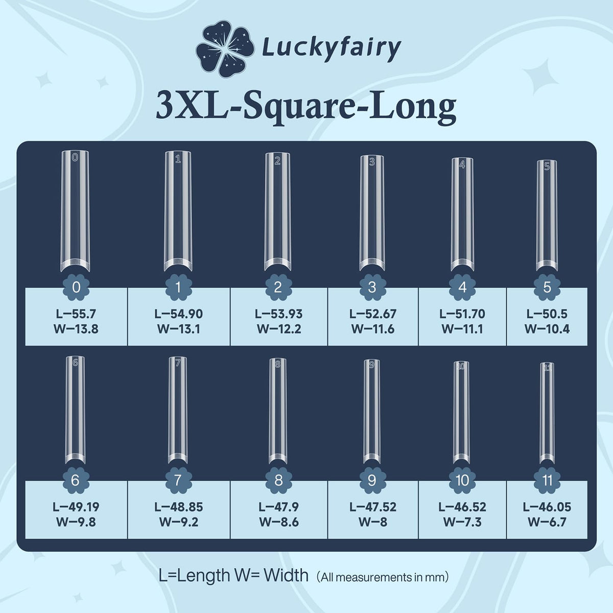 Luckyfairy 3XL Square Acrylic Nail Tips in use on nails