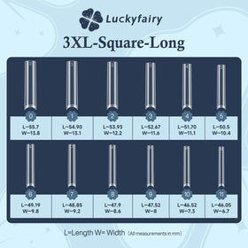 Luckyfairy 3XL Square Acrylic Nail Tips in use on nails