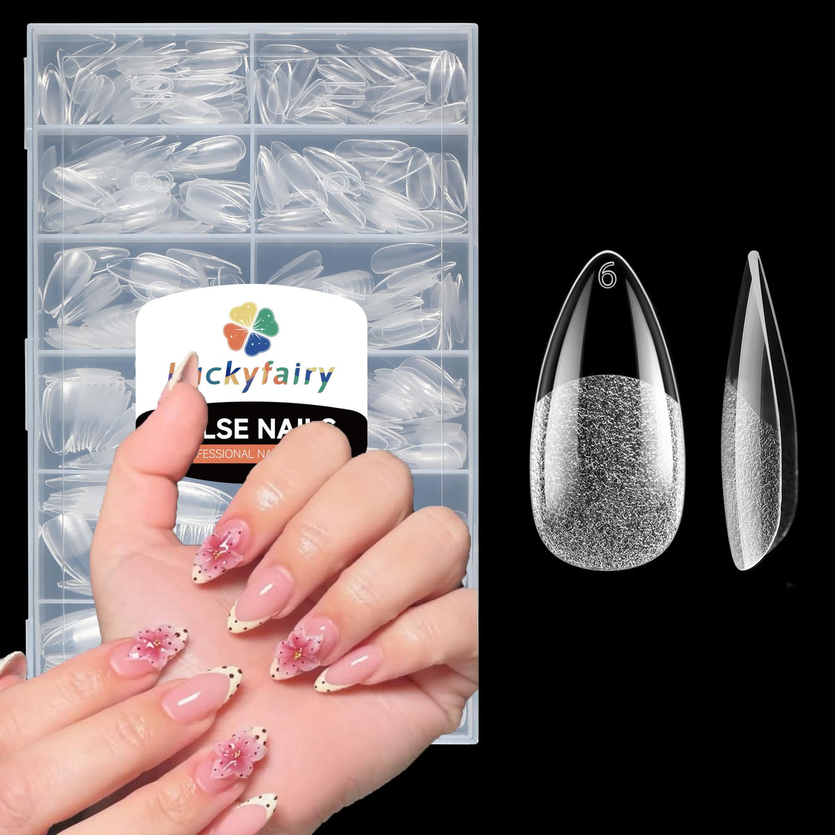Luckyfairy Almond Nail Tips 240pcs front view