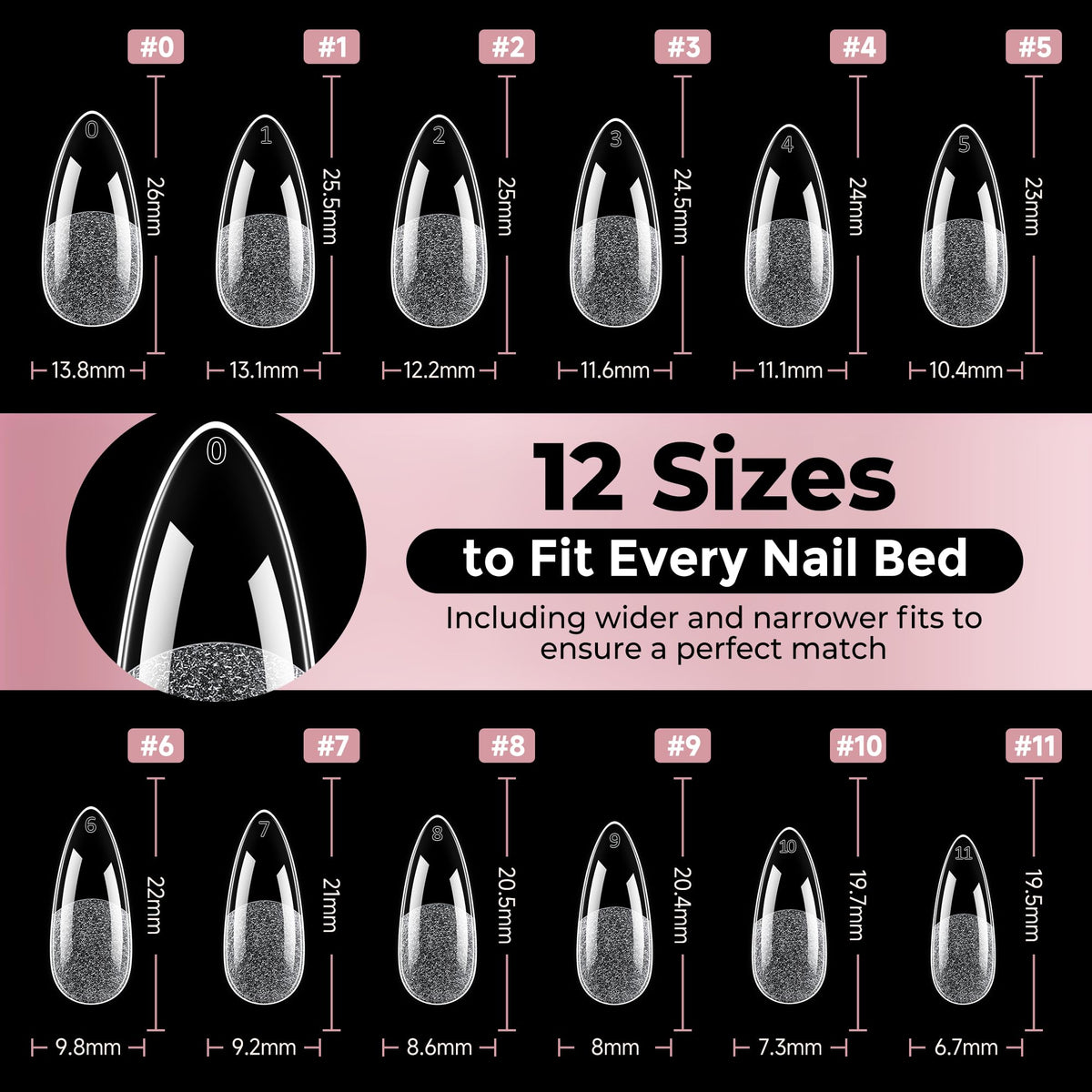 Luckyfairy almond nail tips with tools