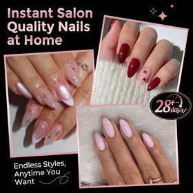 Luckyfairy clear almond nail tips showing size options