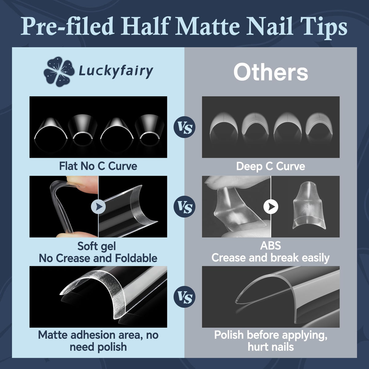 Luckyfairy coffin nail tips applied on nails with nail art