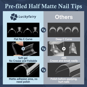Luckyfairy coffin nail tips applied on nails with nail art