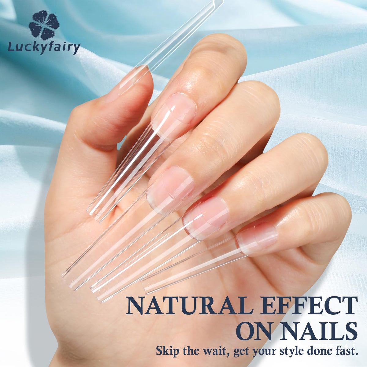 Luckyfairy coffin nail tips displayed in packaging