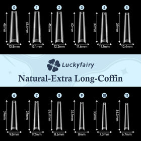 Luckyfairy coffin nail tips in different lengths and styles