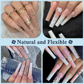 Luckyfairy coffin nail tips showing various sizes and shapes