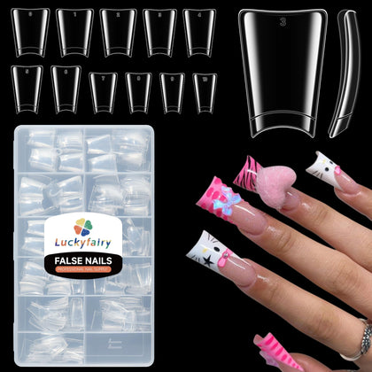 Luckyfairy Duck Nail Tips 504 pcs clear soft gel nails front view
