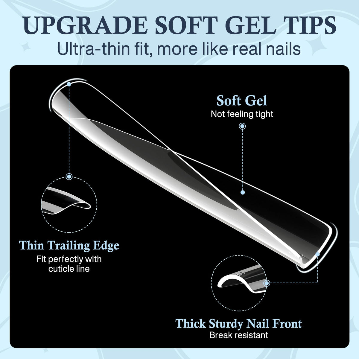 Luckyfairy Extra Long Square Nail Tips packaging