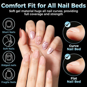 Luckyfairy Extra Short Almond Nail Tips 12 sizes display