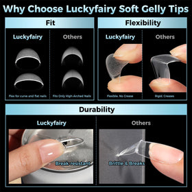 Luckyfairy Extra Short Almond Nail Tips assorted sizes