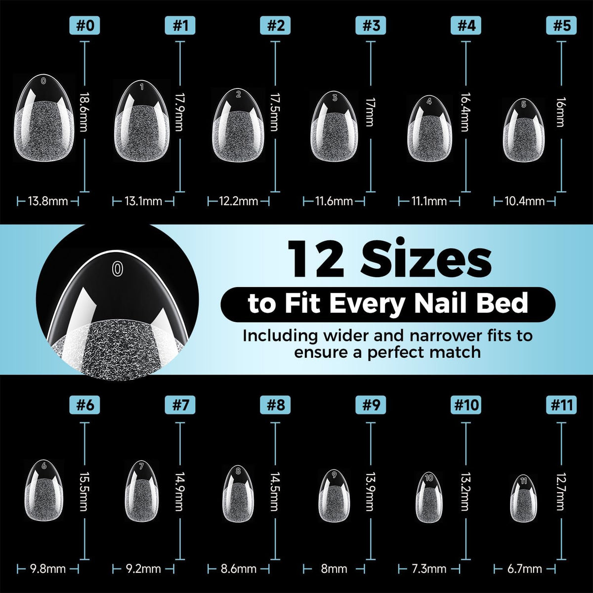Luckyfairy Extra Short Almond Nail Tips in use during manicure