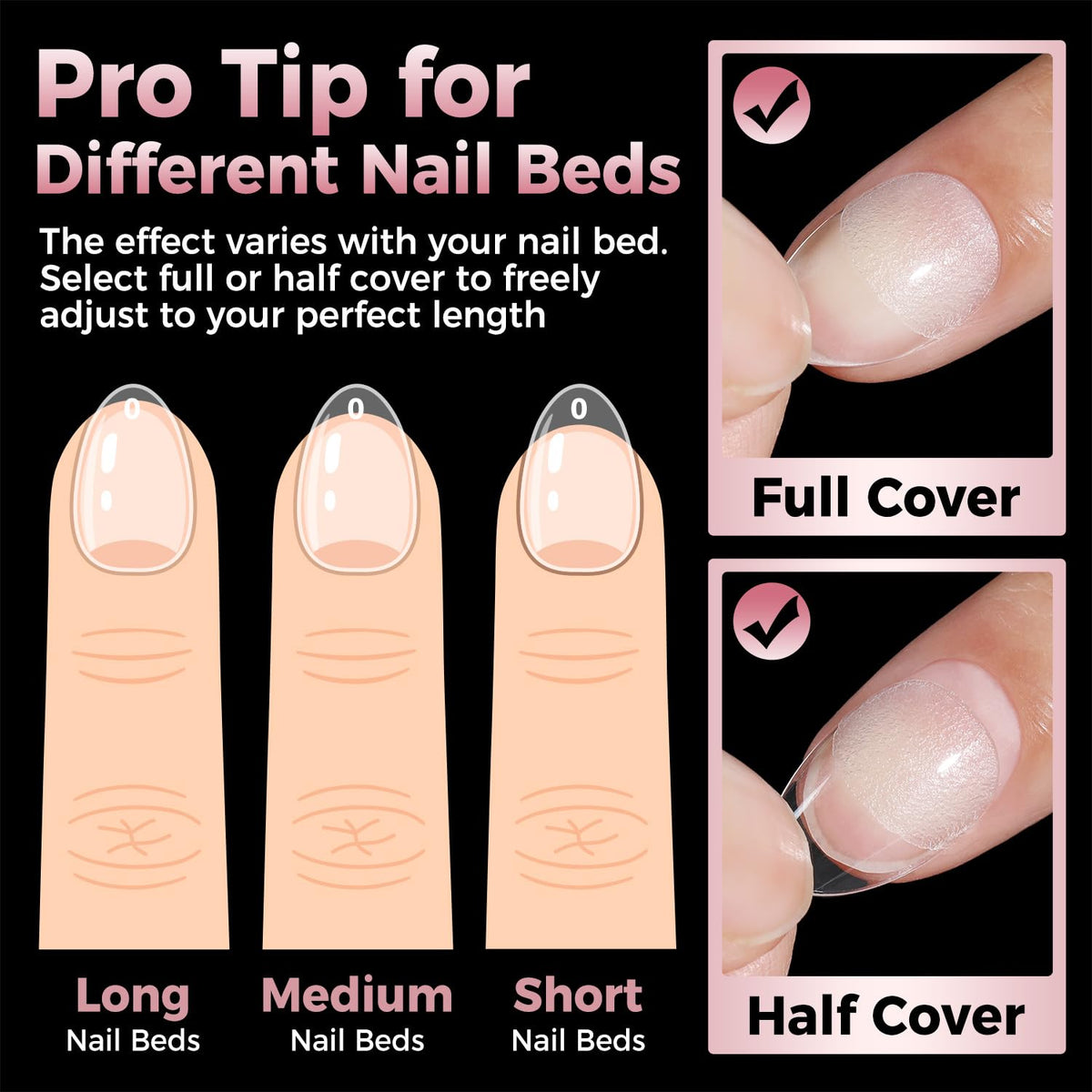 Luckyfairy Extra Short Almond Nail Tips in use for a DIY manicure