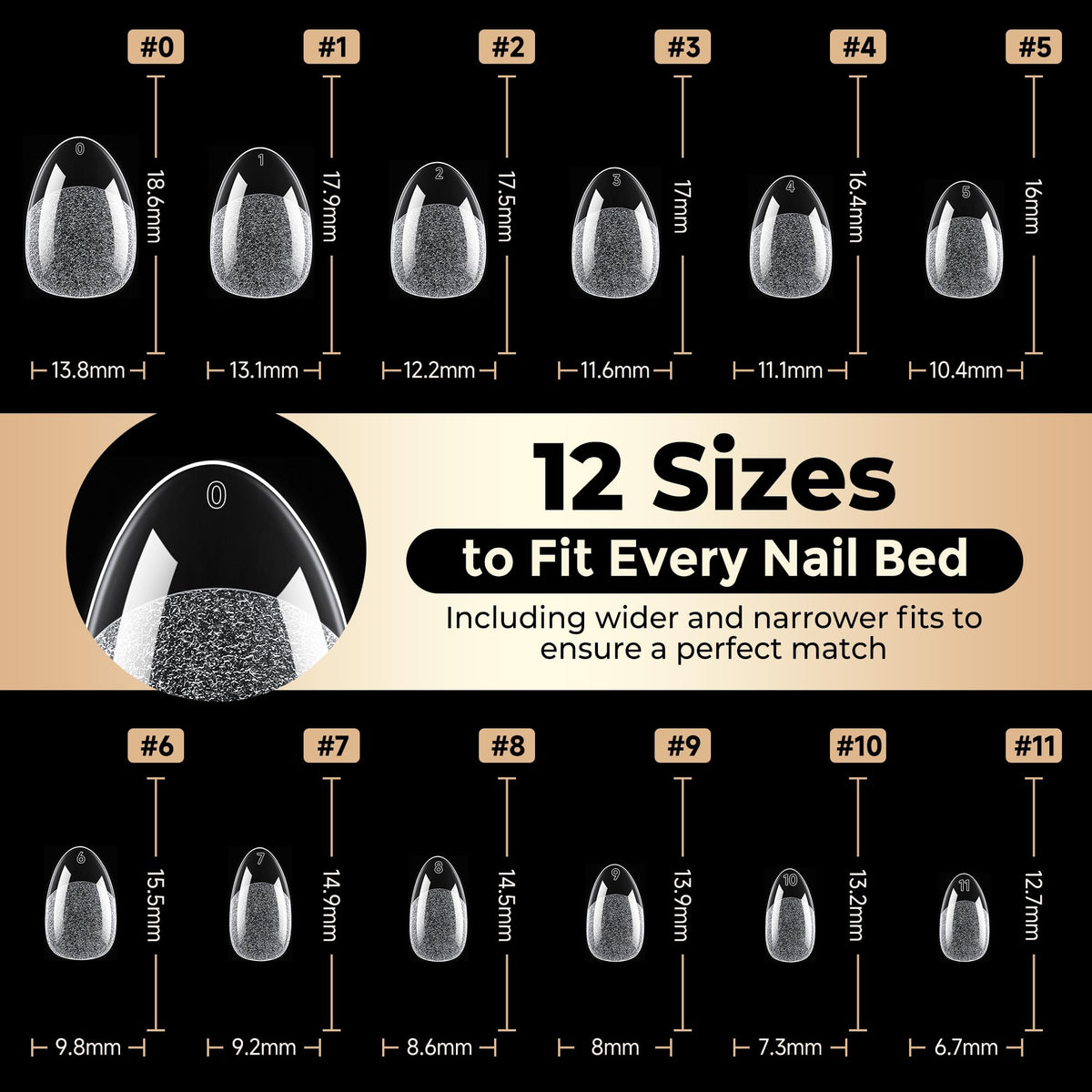 Luckyfairy Extra Short Almond Nail Tips packaging details
