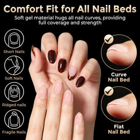 Luckyfairy Extra Short Almond Nail Tips showing thickness and shape