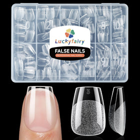 Luckyfairy Extra Short Coffin Nail Tips pack front view with 240 pieces