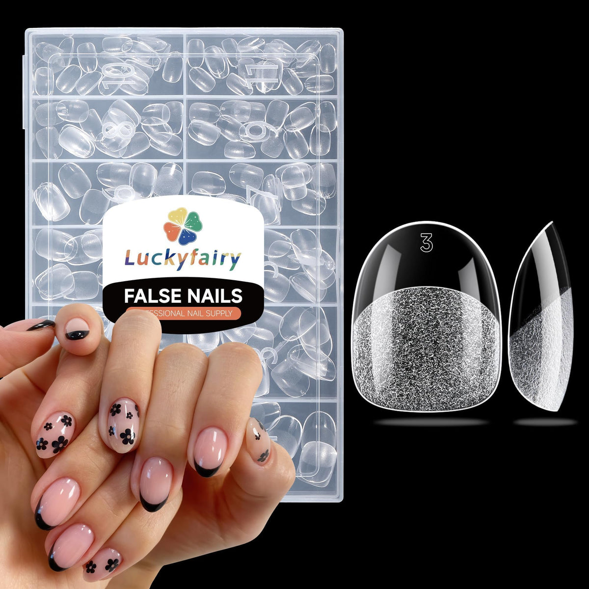 Luckyfairy Extra Short Oval Nail Tips 240Pcs front view
