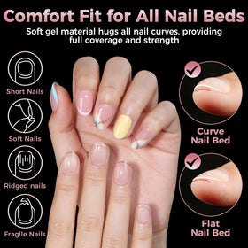 Luckyfairy Extra Short Oval Nail Tips displayed on a nail art table