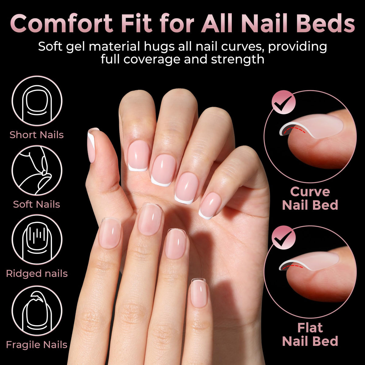 Luckyfairy Extra Short Square Fake Nails in packaging