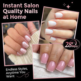 Luckyfairy Extra Short Square Fake Nails showing size options