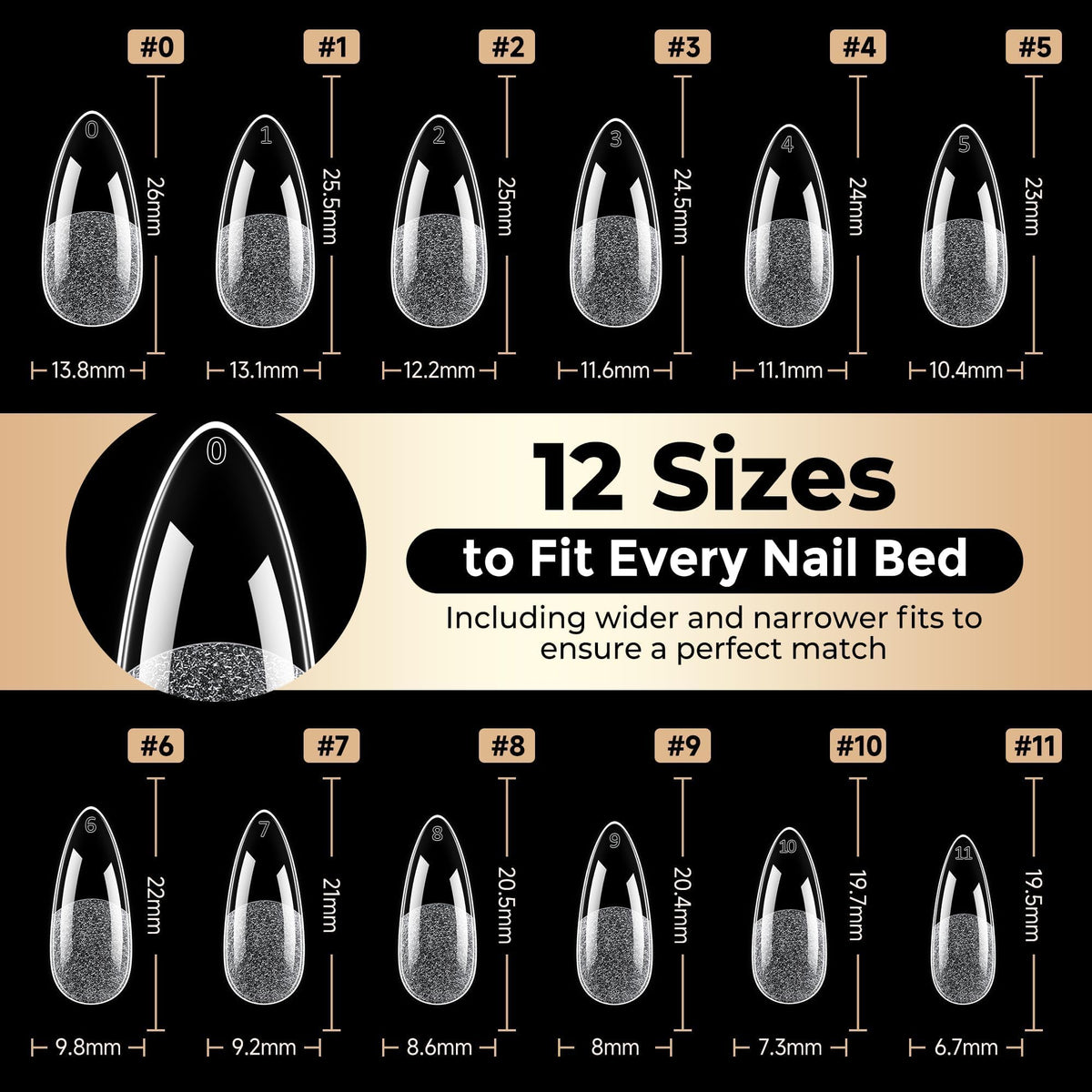 Luckyfairy Medium Almond Nail Tips in a professional salon setting