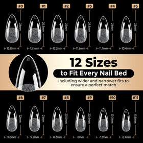 Luckyfairy Medium Almond Nail Tips in a professional salon setting