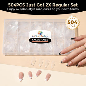 Luckyfairy Medium Almond Nail Tips in use on nails