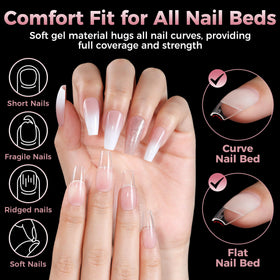 Luckyfairy Medium Gel Coffin Nail Tips displayed in a neat arrangement