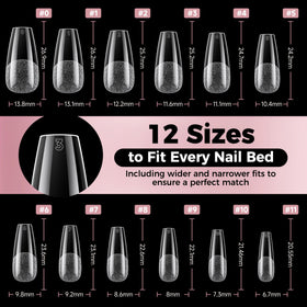Luckyfairy Medium Gel Coffin Nail Tips laid out for easy selection