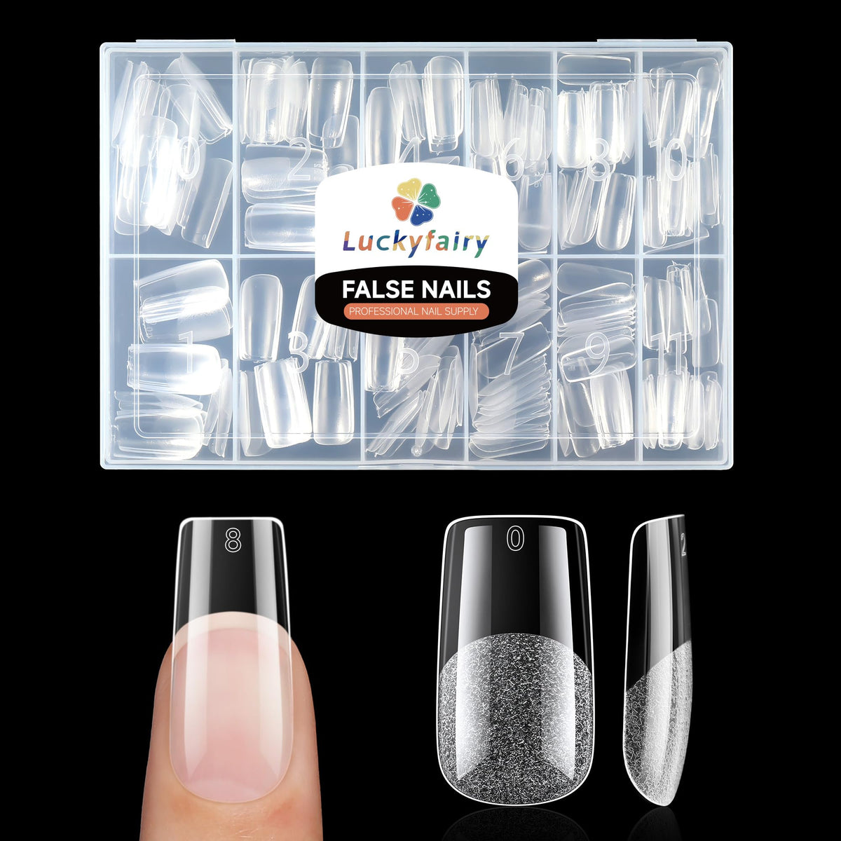 Luckyfairy Medium Square Nail Tips 240pcs front view