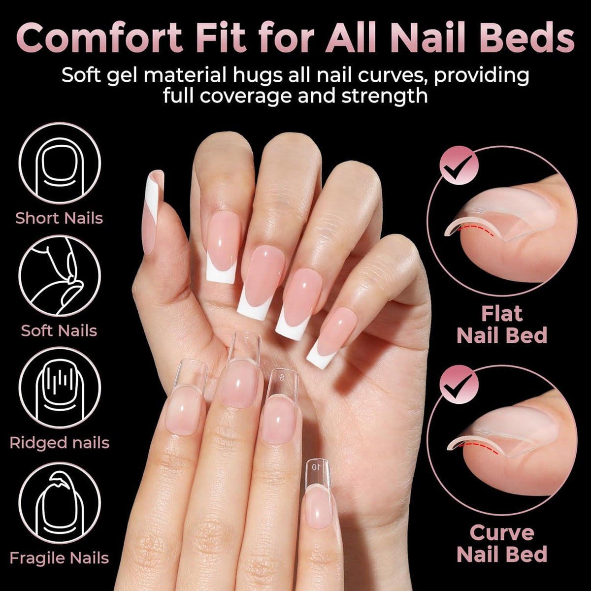 Luckyfairy Medium Square Nail Tips on a manicure table