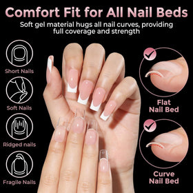 Luckyfairy Medium Square Nail Tips on a manicure table